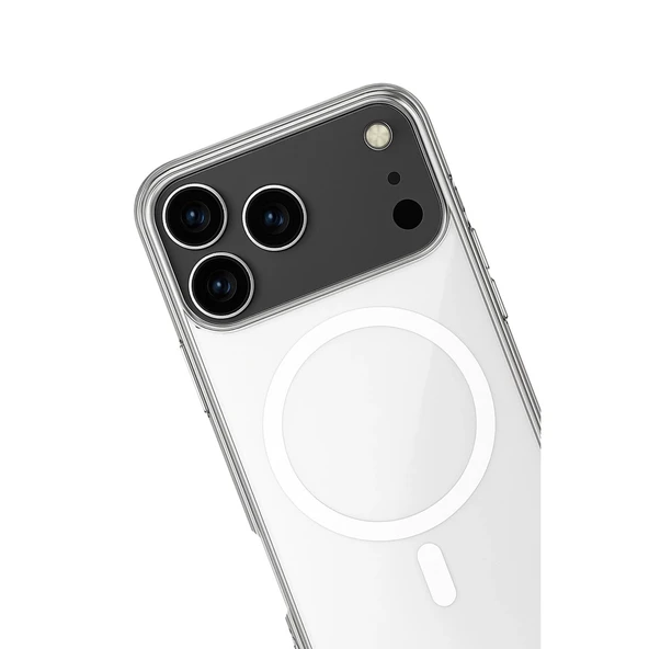İphone 17 Pro Kılıf Magneticsafe Şeffaf Silikon - Şeffaf - Resim 2
