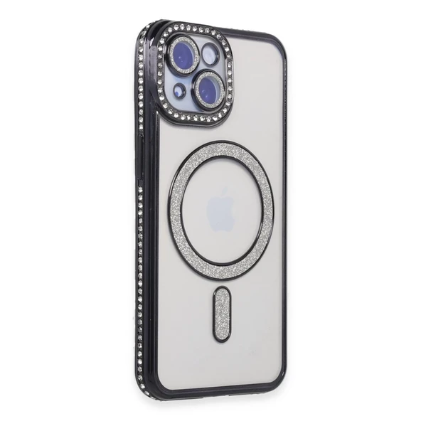 İphone 15 Kılıf Joke Simli Magneticsafe Kılıf - Siyah ürün görseli 1