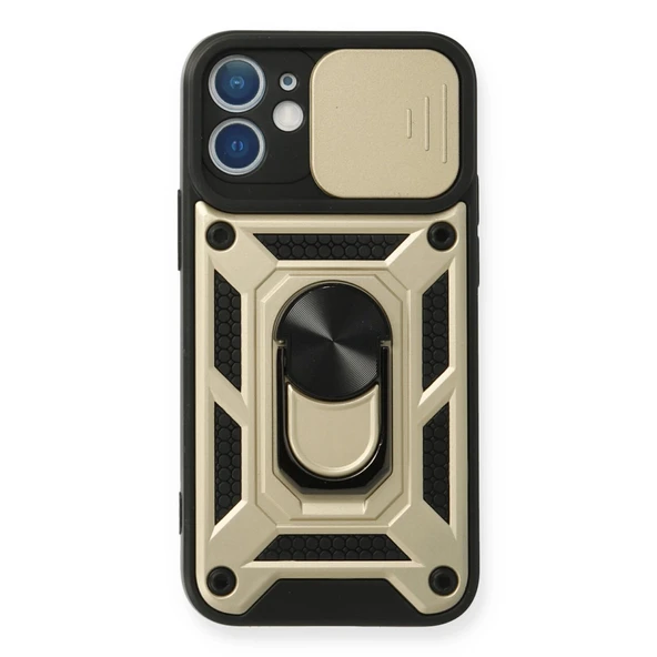 İphone 12 Kılıf Pars Lens Yüzüklü Silikon - Gold ürün görseli 1