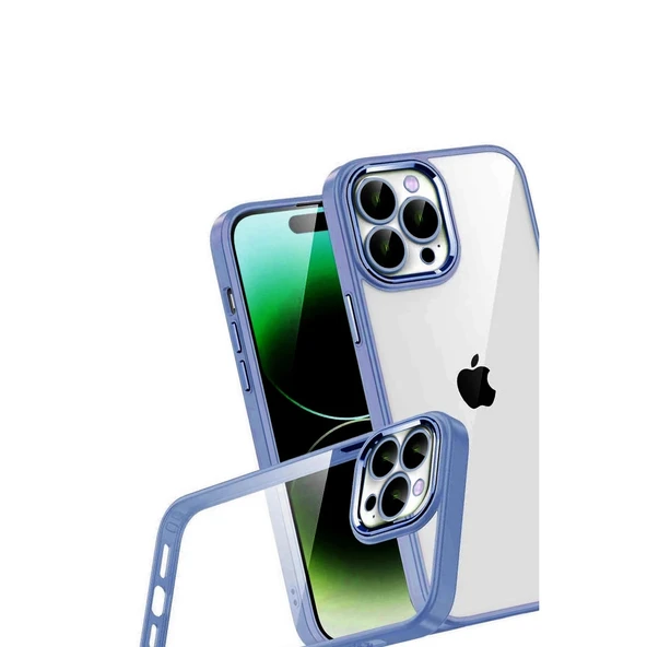 İphone 15 Pro Max Razer Lensli Silikon - Açık Mavi - Resim 3