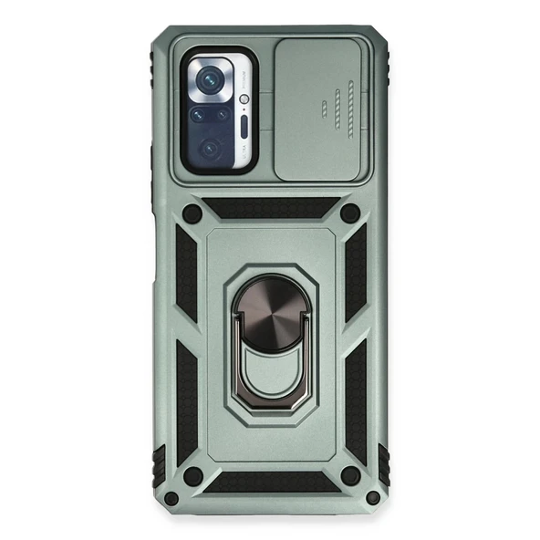 Xiaomi Redmi Note 10 Pro Kılıf Pars Lens Yüzüklü Silikon - Yeşil ürün görseli 1