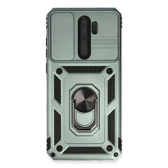 Xiaomi Redmi Note 8 Pro Kılıf Pars Lens Yüzüklü Silikon - Yeşil ürün görseli 1