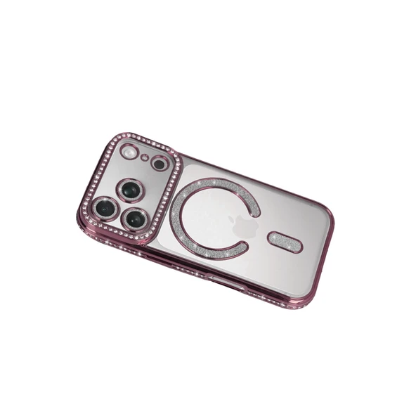 İphone 17 Pro Joke Simli Magneticsafe Kılıf - Pembe - Resim 3