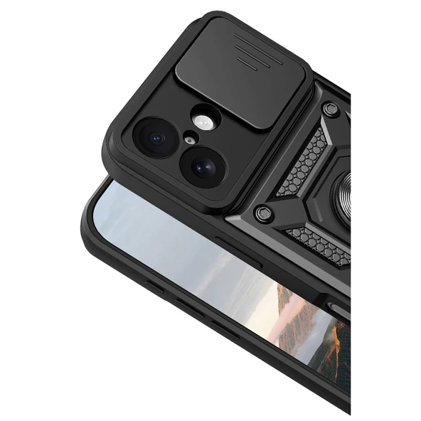 İphone 17 Pars Lens Yüzüklü Silikon - Siyah - Resim 3