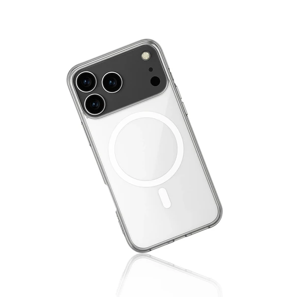 İphone 17 Pro Kılıf Magneticsafe Şeffaf Silikon - Şeffaf - Resim 3