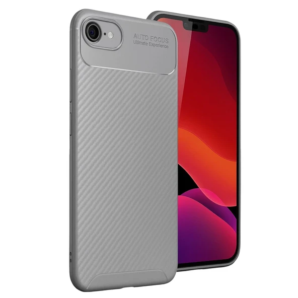 İphone 16E Kılıf Auto Focus Karbon Kapak - Gri ürün görseli 1