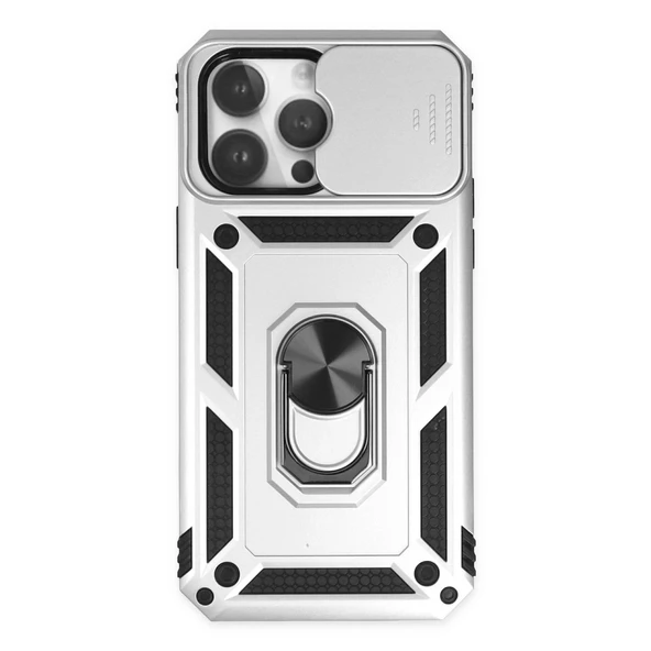 İphone 14 Pro Kılıf Pars Lens Yüzüklü Silikon - Gümüş ürün görseli 1