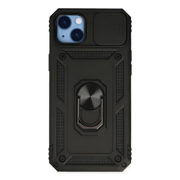 İphone 14 Plus Kılıf Pars Lens Yüzüklü Silikon - Siyah ürün görseli 1