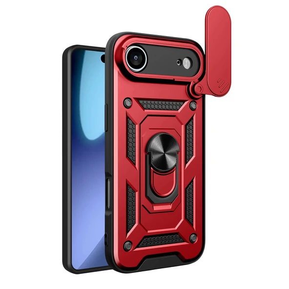 İphone 17 Air Pars Lens Yüzüklü Silikon - Kırmızı ürün görseli 1