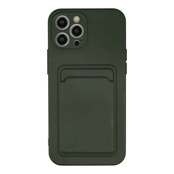 İphone 12 Pro Max Kılıf Kelvin Kartvizitli Silikon - Koyu Yeşil ürün görseli 1