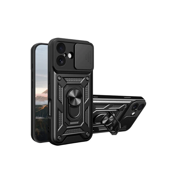İphone 17 Pars Lens Yüzüklü Silikon - Siyah ürün görseli 1