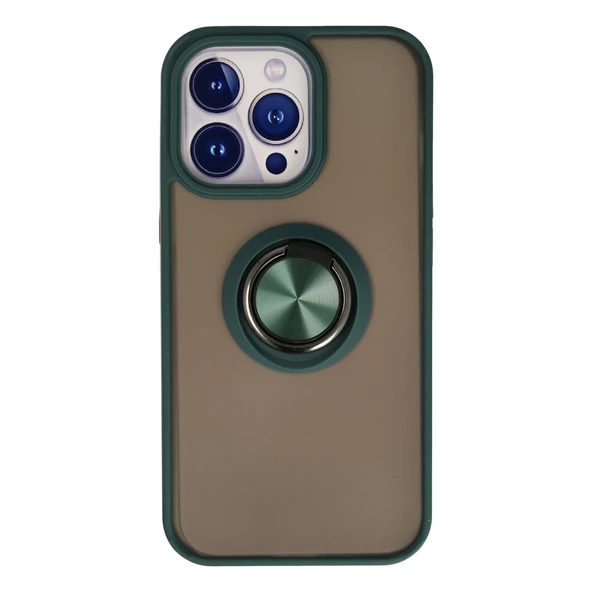 İphone 15 Pro Max Kılıf Montreal Yüzüklü Silikon Kapak - Yeşil ürün görseli 1