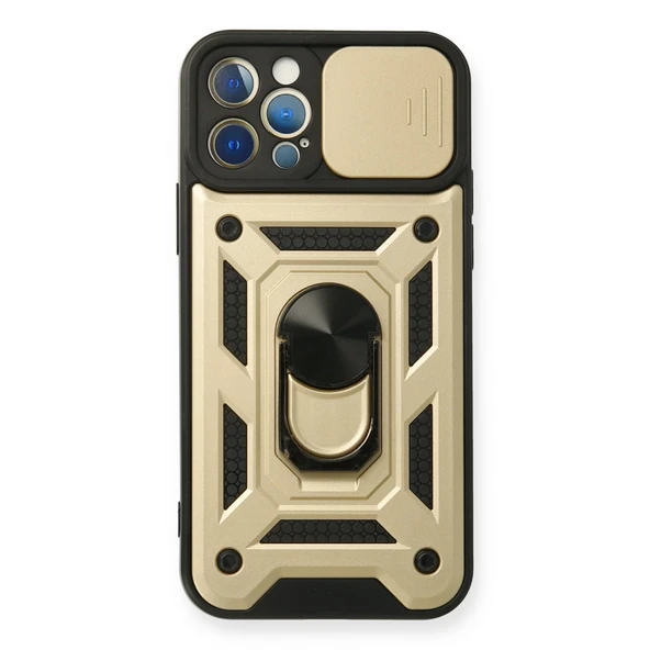 İphone 12 Pro Kılıf Pars Lens Yüzüklü Silikon - Gold ürün görseli 1