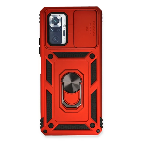Xiaomi Redmi Note 10 Pro Kılıf Pars Lens Yüzüklü Silikon - Kırmızı ürün görseli 1