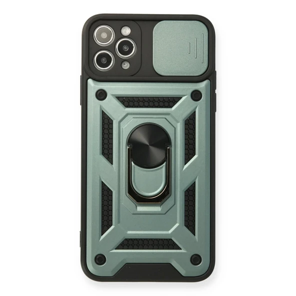 İphone 11 Pro Kılıf Pars Lens Yüzüklü Silikon - Yeşil ürün görseli 1