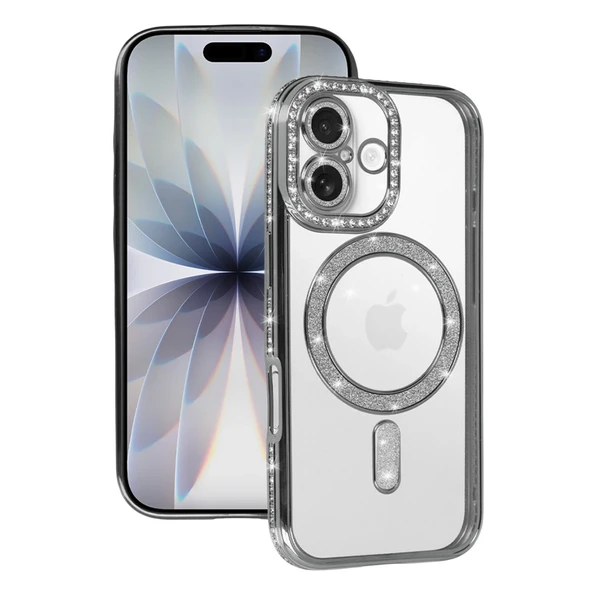 İphone 17 Joke Simli Magneticsafe Kılıf - Gümüş ürün görseli 1