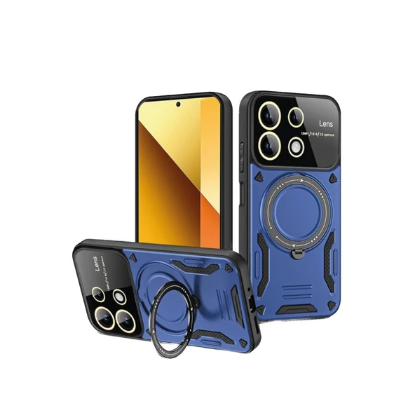 Xiaomi Redmi Note 13 4G Kılıf Joy Lens Standlı Kapak - Lacivert ürün görseli 1