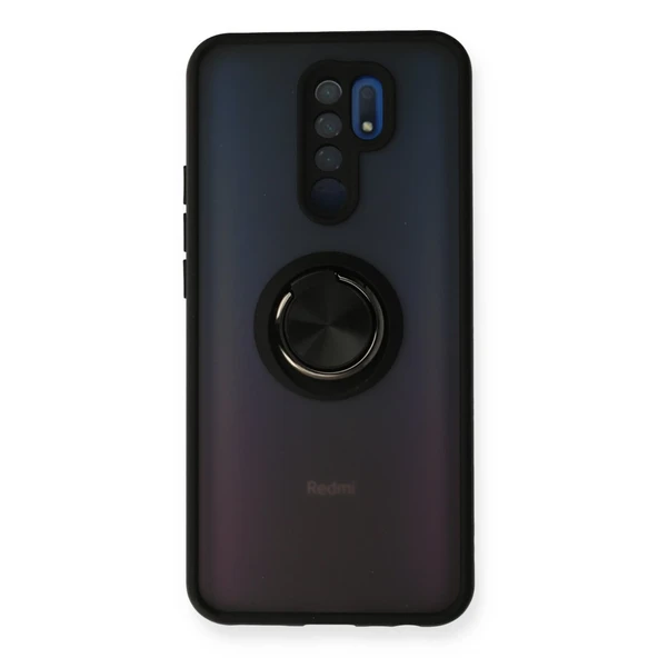 Xiaomi Redmi 9 Kılıf Montreal Yüzüklü Silikon Kapak - Siyah ürün görseli 1