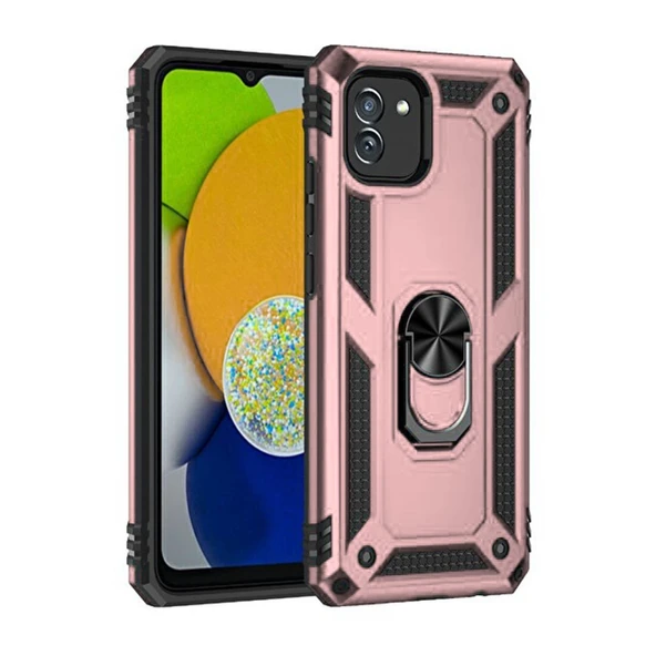 Samsung Galaxy A03 Kılıf Sofya Yüzüklü Silikon Kapak - Rose ürün görseli 1
