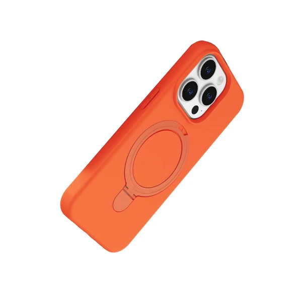 İphone 15 Pro Max Regal Magsafe Standlı Kapak - Turuncu - Resim 3