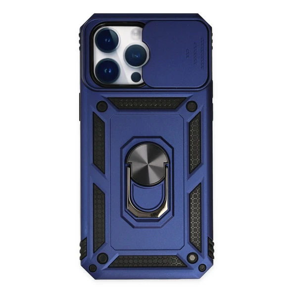 İphone 14 Pro Kılıf Pars Lens Yüzüklü Silikon - Lacivert ürün görseli 1
