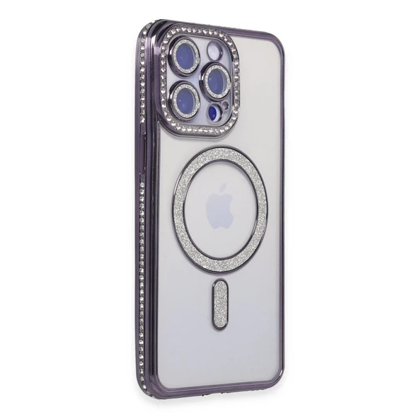 İphone 15 Pro Kılıf Joke Simli Magneticsafe Kılıf - Derin Mor ürün görseli 1