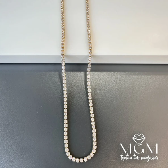 2 Mm Zirkon Taşlı Pirinç Kolyeler 40+5 Cm Uzatma Payı - Kl0081 ürün görseli 1