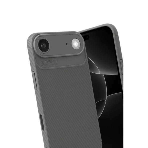 İphone 17 Air Auto Focus Karbon Kapak - Gri - Resim 3