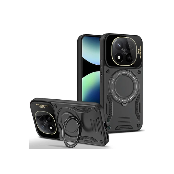 Xiaomi Redmi Note 14 Pro Plus Kılıf Joy Lens Standlı Kapak - Siyah ürün görseli 1