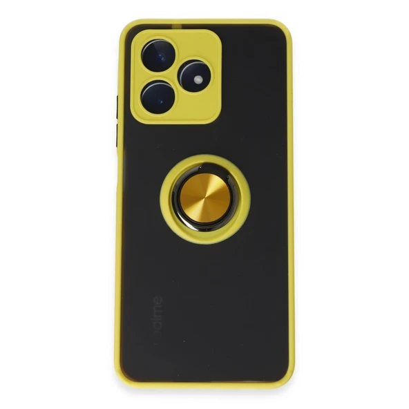 Realme C53 Kılıf Montreal Yüzüklü Silikon Kapak - Sarı ürün görseli 1