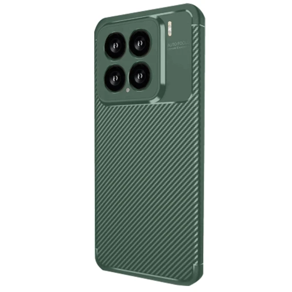 Xiaomi Mi 15 Kılıf Auto Focus Karbon Kapak - Koyu Yeşil ürün görseli 1