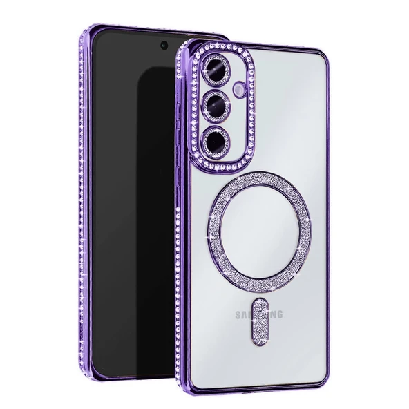 Samsung Galaxy S25 Kılıf Joke Simli Magneticsafe Kılıf - Derin Mor ürün görseli 1