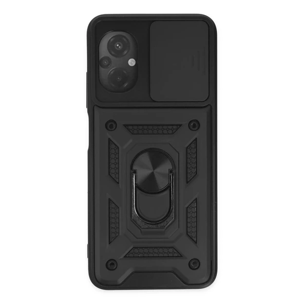 Xiaomi Poco M5 Kılıf Pars Lens Yüzüklü Silikon - Siyah ürün görseli 1