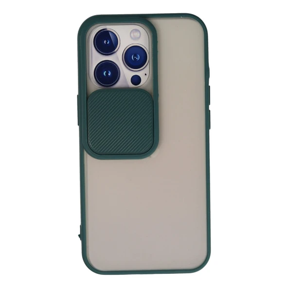 İphone 13 Pro Kılıf Palm Buzlu Kamera Sürgülü Silikon - Yeşil ürün görseli 1