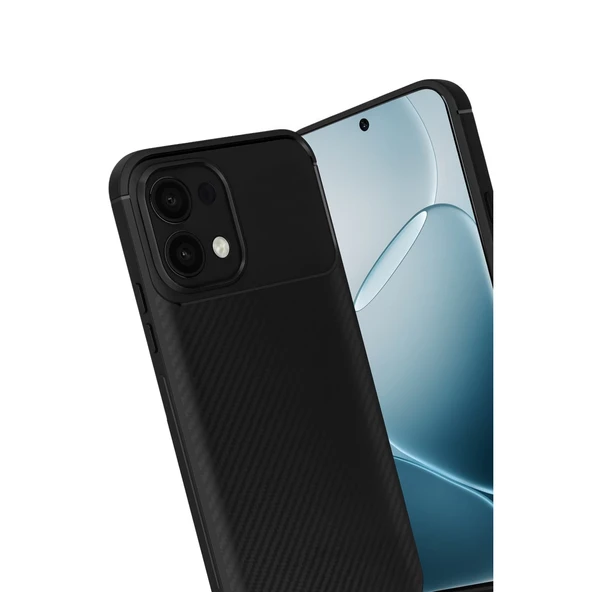 Oppo A6 Pro 4G Auto Focus Karbon Kapak - Siyah - Resim 2