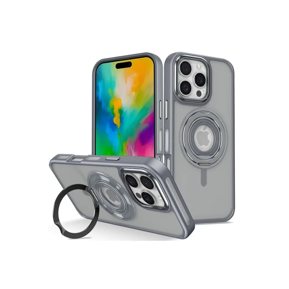 Joko İphone 16 Pro Max Banza Magsafe Standlı Kapak - Titan Gri ürün görseli 1