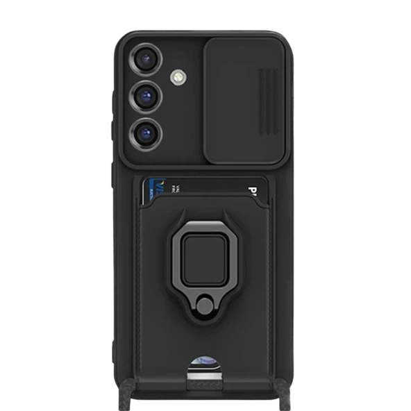 Samsung Galaxy S25 Plus Kılıf Zuma Kartvizitli Yüzüklü Silikon - Siyah ürün görseli 1
