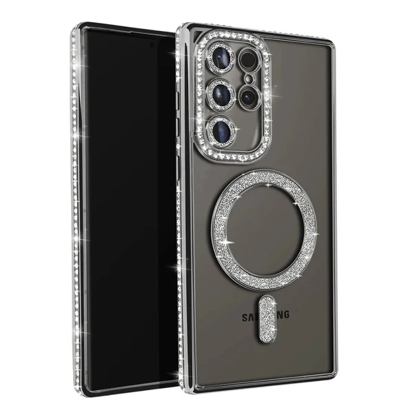 Samsung Galaxy S25 Ultra Kılıf Joke Simli Magneticsafe Kılıf - Siyah ürün görseli 1