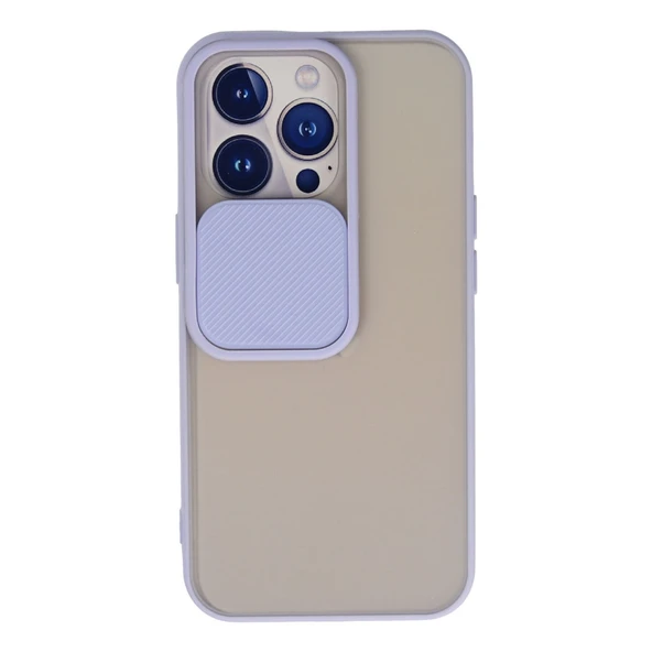 İphone 13 Pro Kılıf Palm Buzlu Kamera Sürgülü Silikon - Lila ürün görseli 1