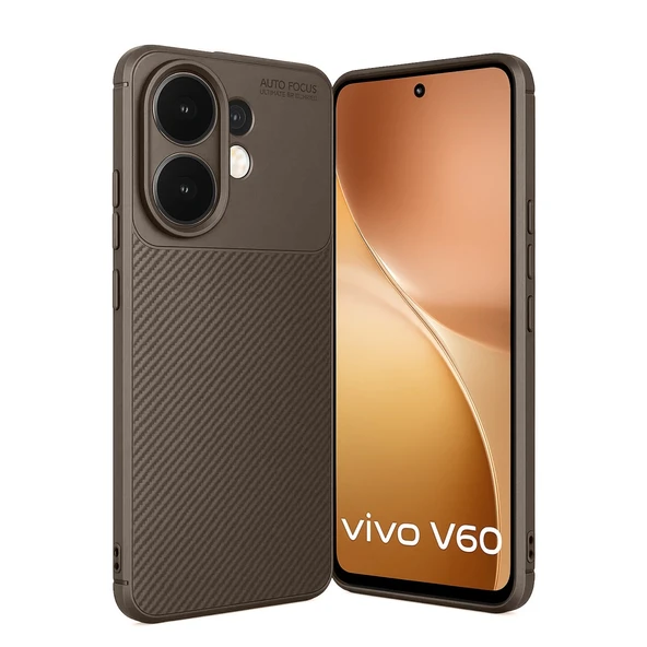 Vivo V60 5G Auto Focus Karbon Kapak - Kahverengi ürün görseli 1