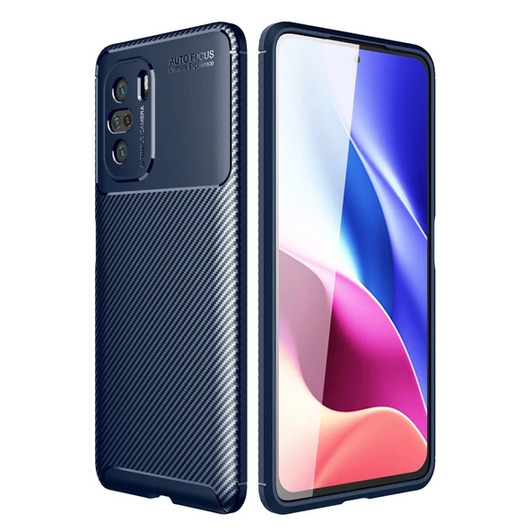 Xiaomi Poco F3 Kılıf Auto Focus Karbon Kapak - Lacivert ürün görseli 1