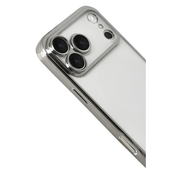 İphone 17 Pro Max Razer Lensli Silikon - Gümüş - Resim 3
