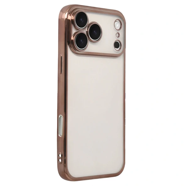 İphone 17 Pro Max Razer Lensli Silikon - Çöl Titanyum - Resim 2