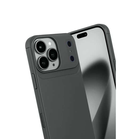 İphone 17 Pro Max Auto Focus Karbon Kapak - Gri - Resim 3