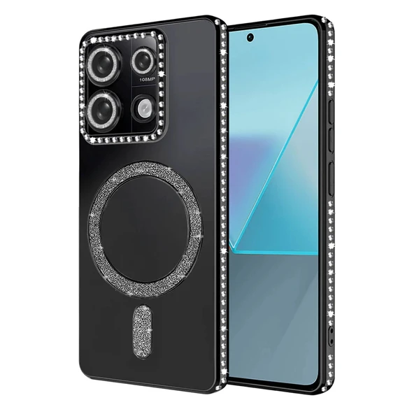Xiaomi Redmi 13C Joke Simli Magneticsafe Kılıf - Siyah ürün görseli 1