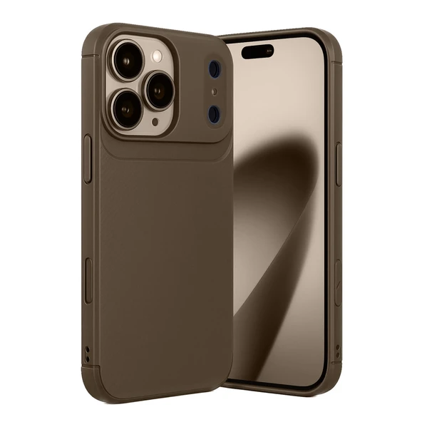 İphone 17 Pro Max Auto Focus Karbon Kapak - Kahverengi ürün görseli 1