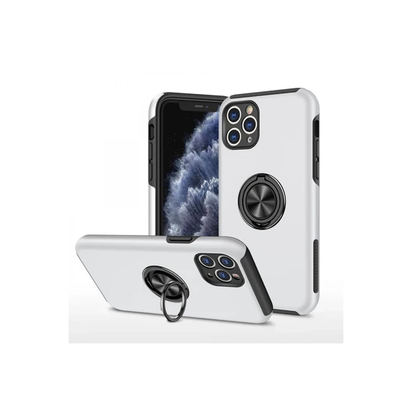 İphone 11 Pro Max Kılıf Elit Yüzüklü Kapak - Gümüş ürün görseli 1