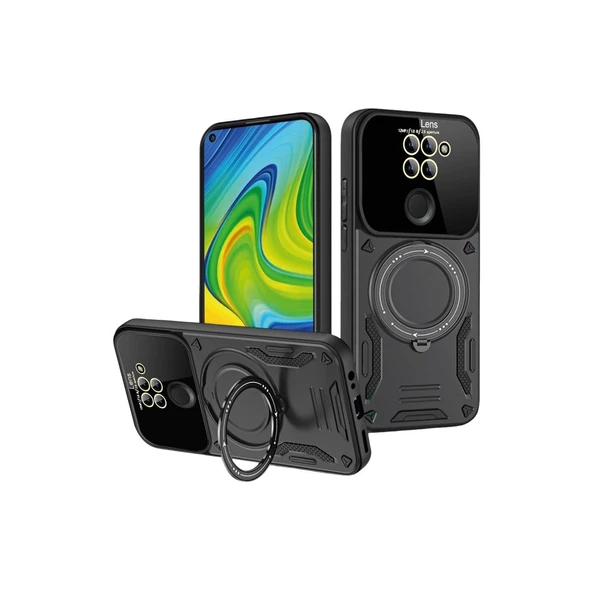Xiaomi Redmi Note 9 Joy Lens Standlı Kapak - Siyah ürün görseli 1