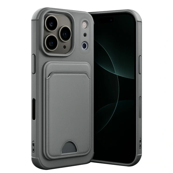İphone 17 Pro Max Kelvin Kartvizitli Silikon - Gri ürün görseli 1