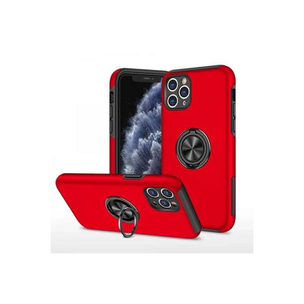 İphone 11 Pro Max Kılıf Elit Yüzüklü Kapak - Kırmızı ürün görseli 1